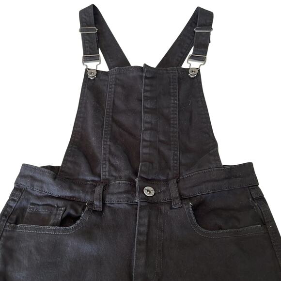 Forever 21 Black Bib Overall Ripped Skinny Jeans Size 26 Distressed Festival - Picture 3 of 15